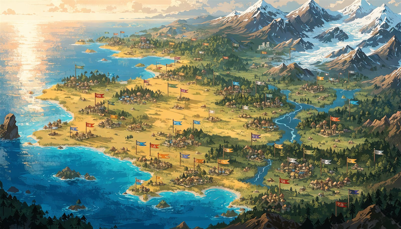 The HORDE world map, a continent of villages.